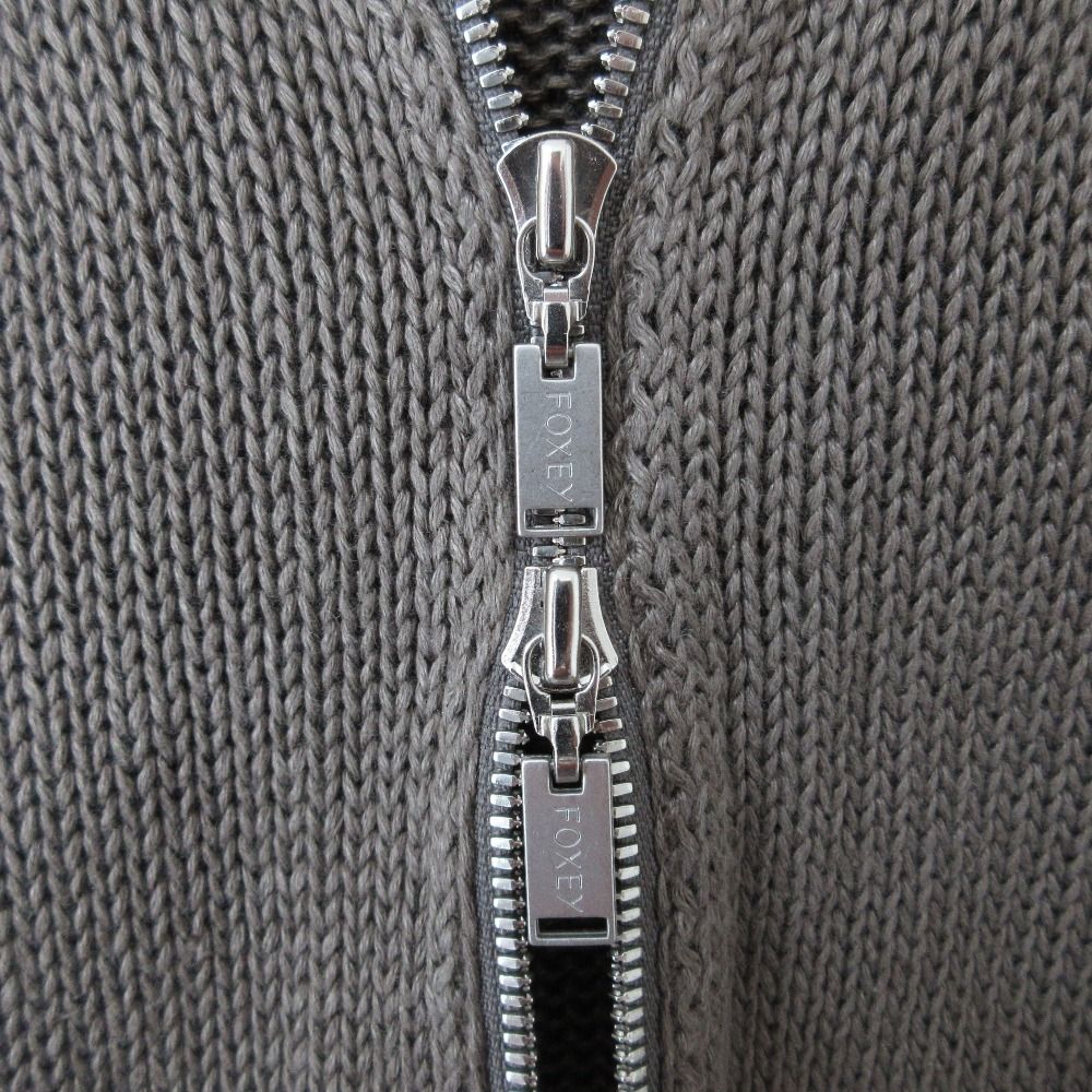 良品 FOXEY フォクシー Knit Parka Earth Tone リネン100％ ジップ