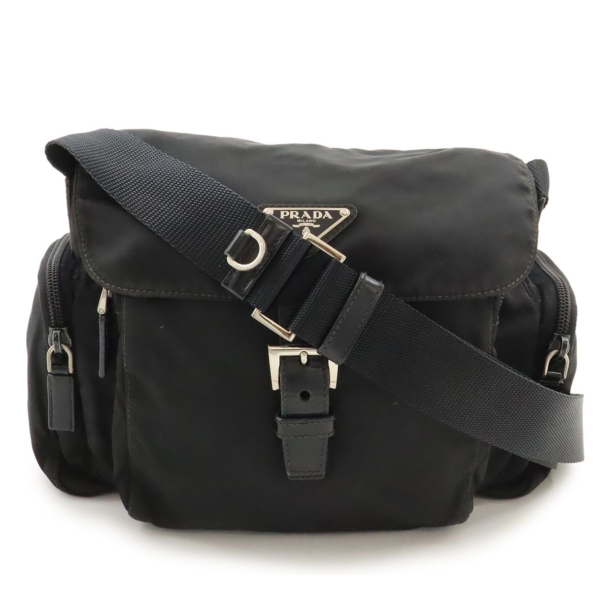 近代モデル【美品】プラダ メッセンジャーバッグ トライアングルロゴ PRADA プラダ トライアングルロゴ ショルダーバッグ メッセンジャー