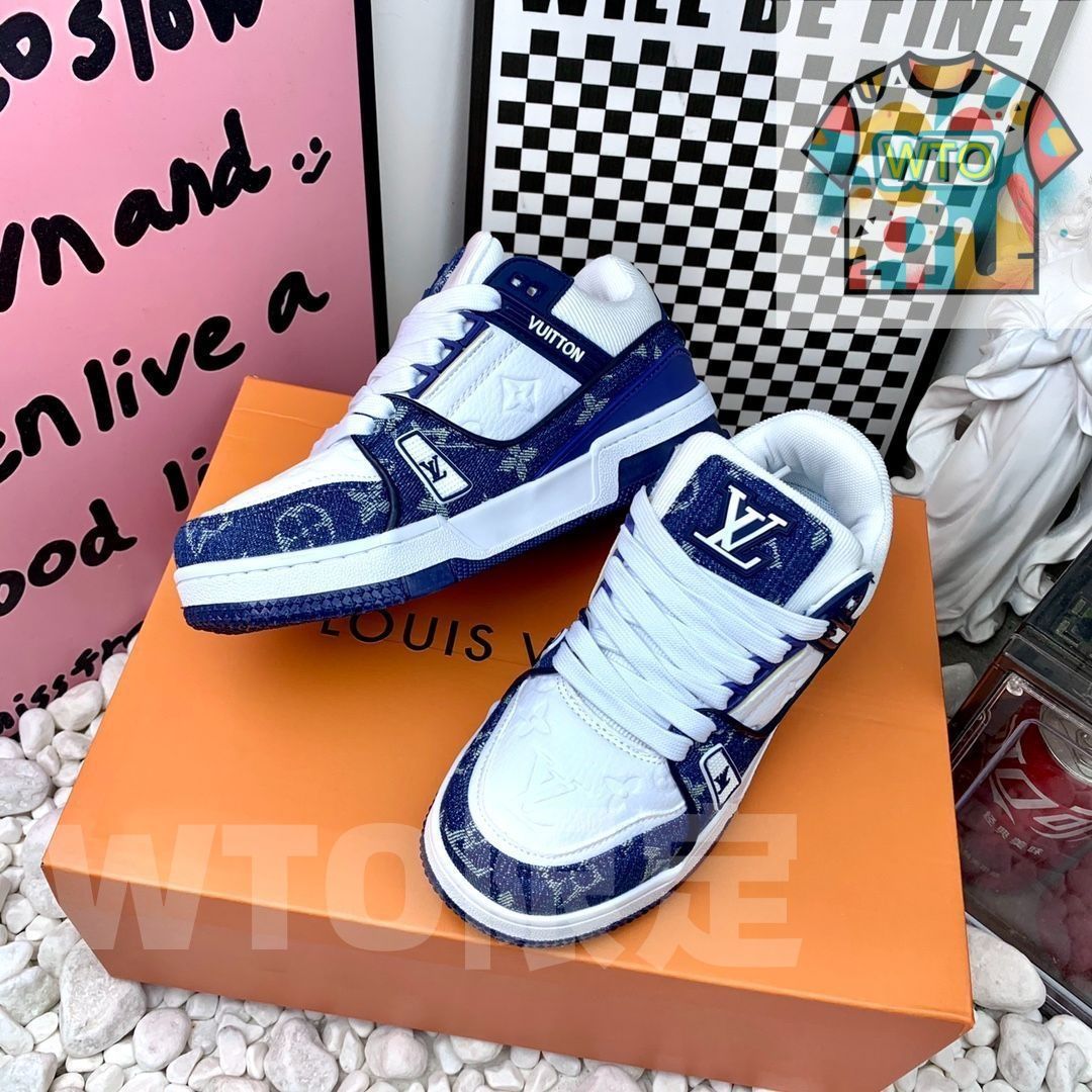 Louis Vuitton デニムスニーカー ブリーチ加工がお洒落☆】ルイヴィトン スニーカー デニム (Louis