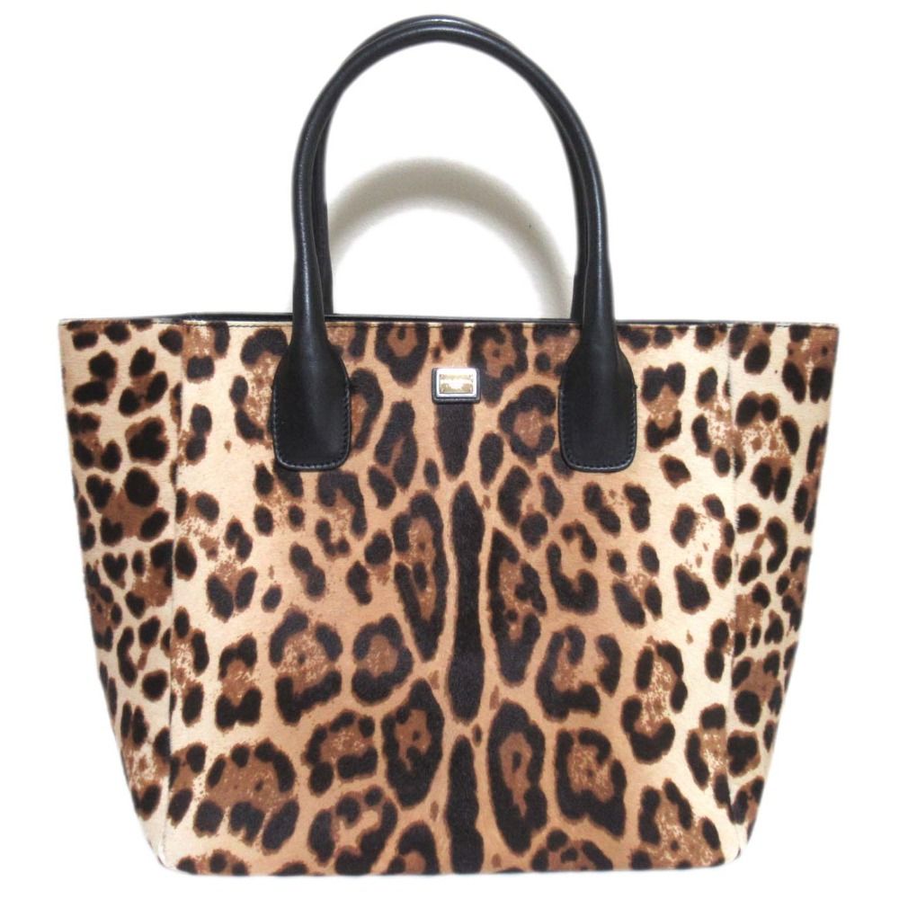 美品 DOLCE&GABBANA ドルチェ&ガッバーナ レオパード柄 ハラコ トート 