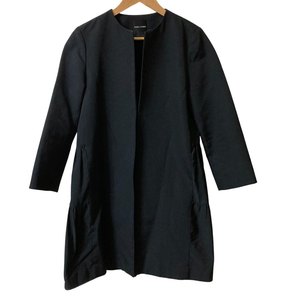 美品 YOKO CHAN ヨーコチャン フリルノーカラーコート YCC-119-088