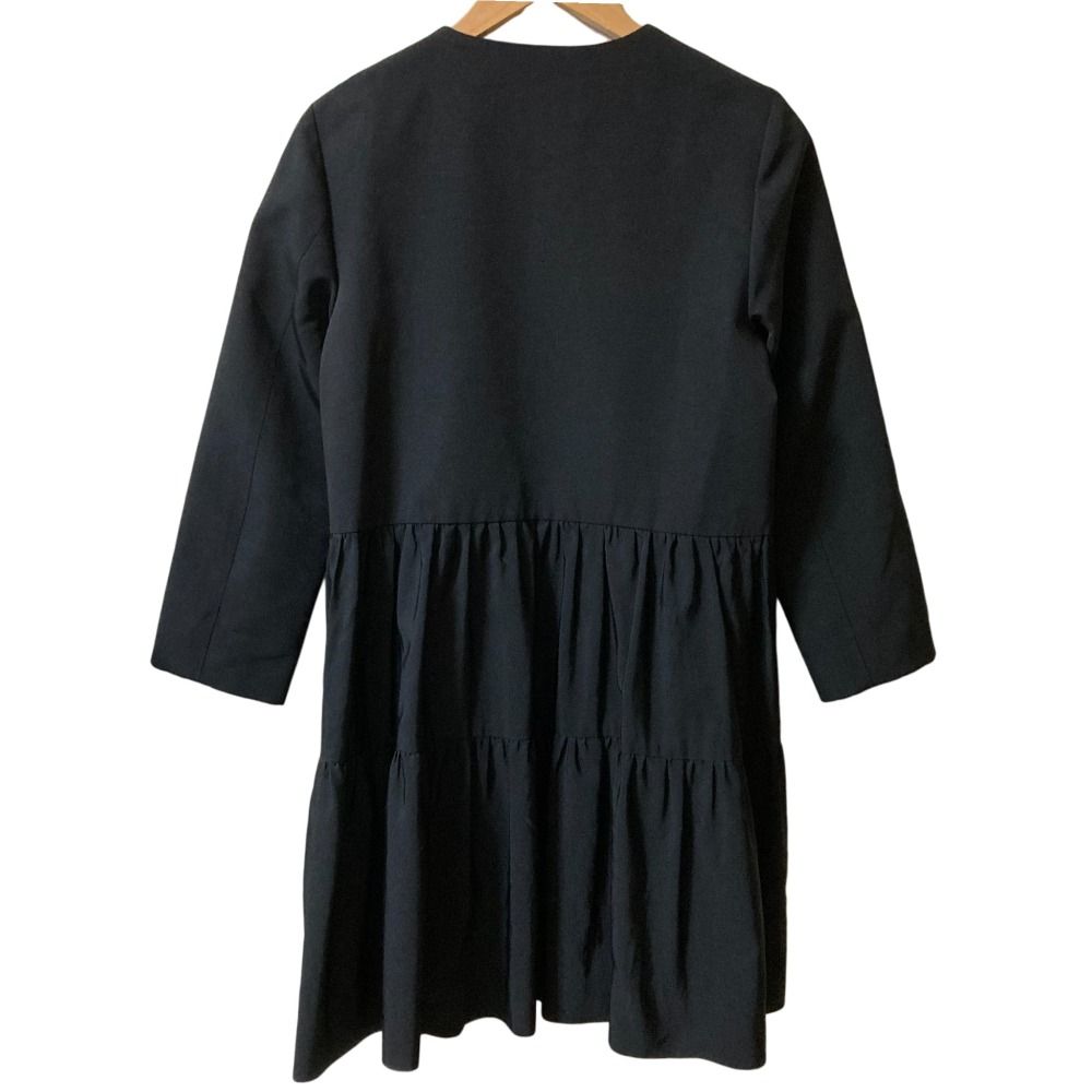 YOKOCHAN ヨーコチャン ステンカラー フリルコート 黒 38 YOKO CHAN - YOKOCHAN ヨーコチャン ステンカラー フリルコート 黒 38