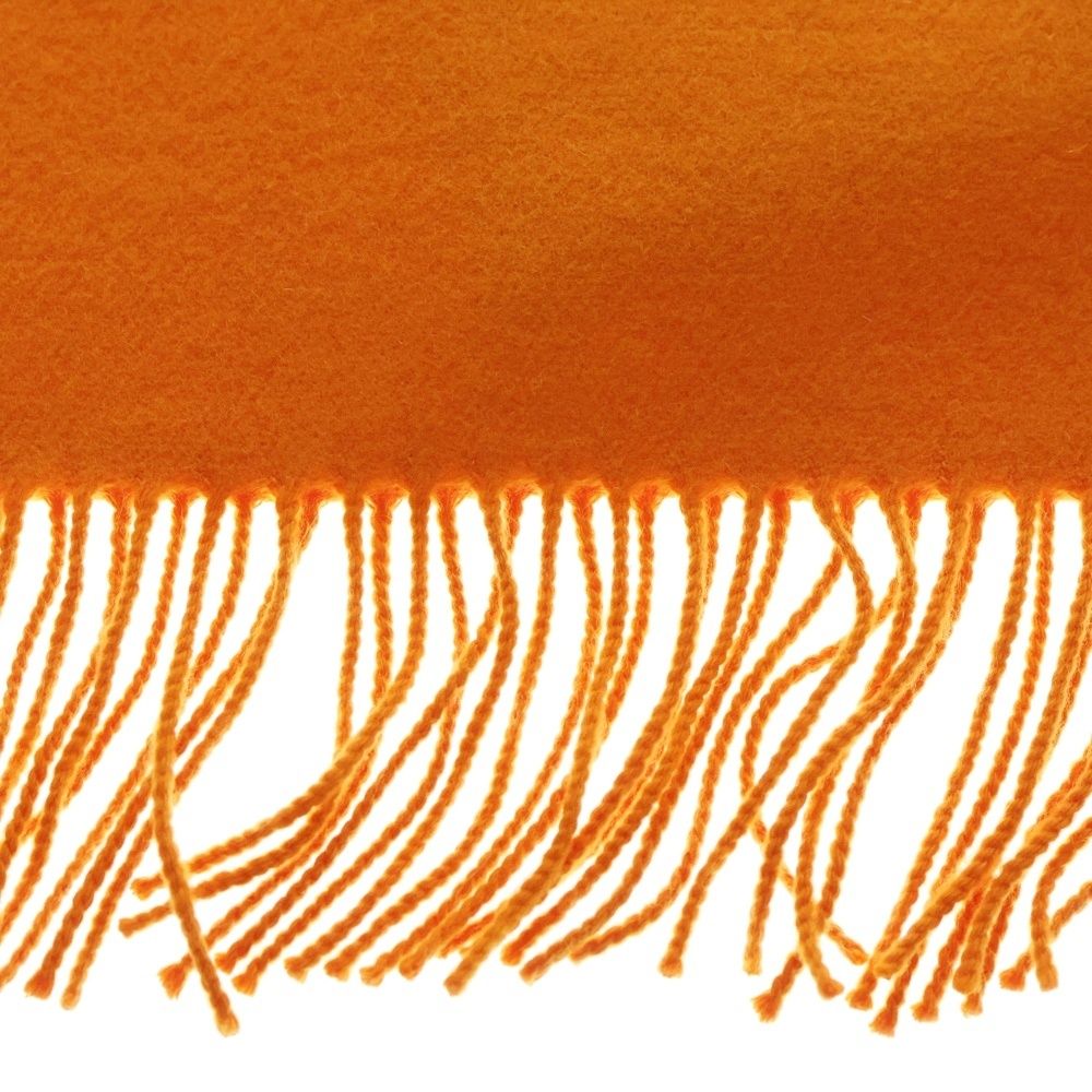 HERMES マフラー カシミヤ100% オレンジ ボーダー HERMES マフラー