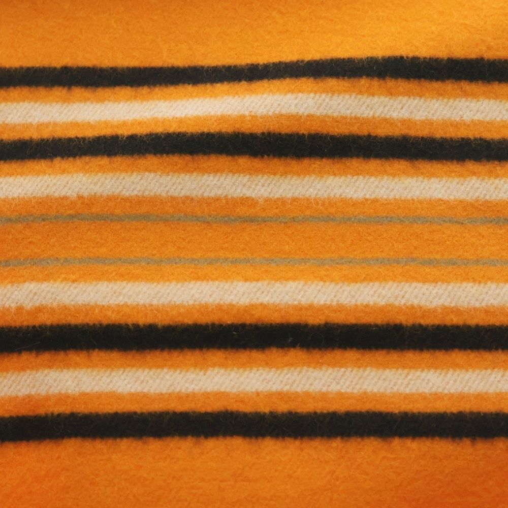 HERMES (エルメス) フリンジ マフラー ボーダー カシミア100% オレンジ