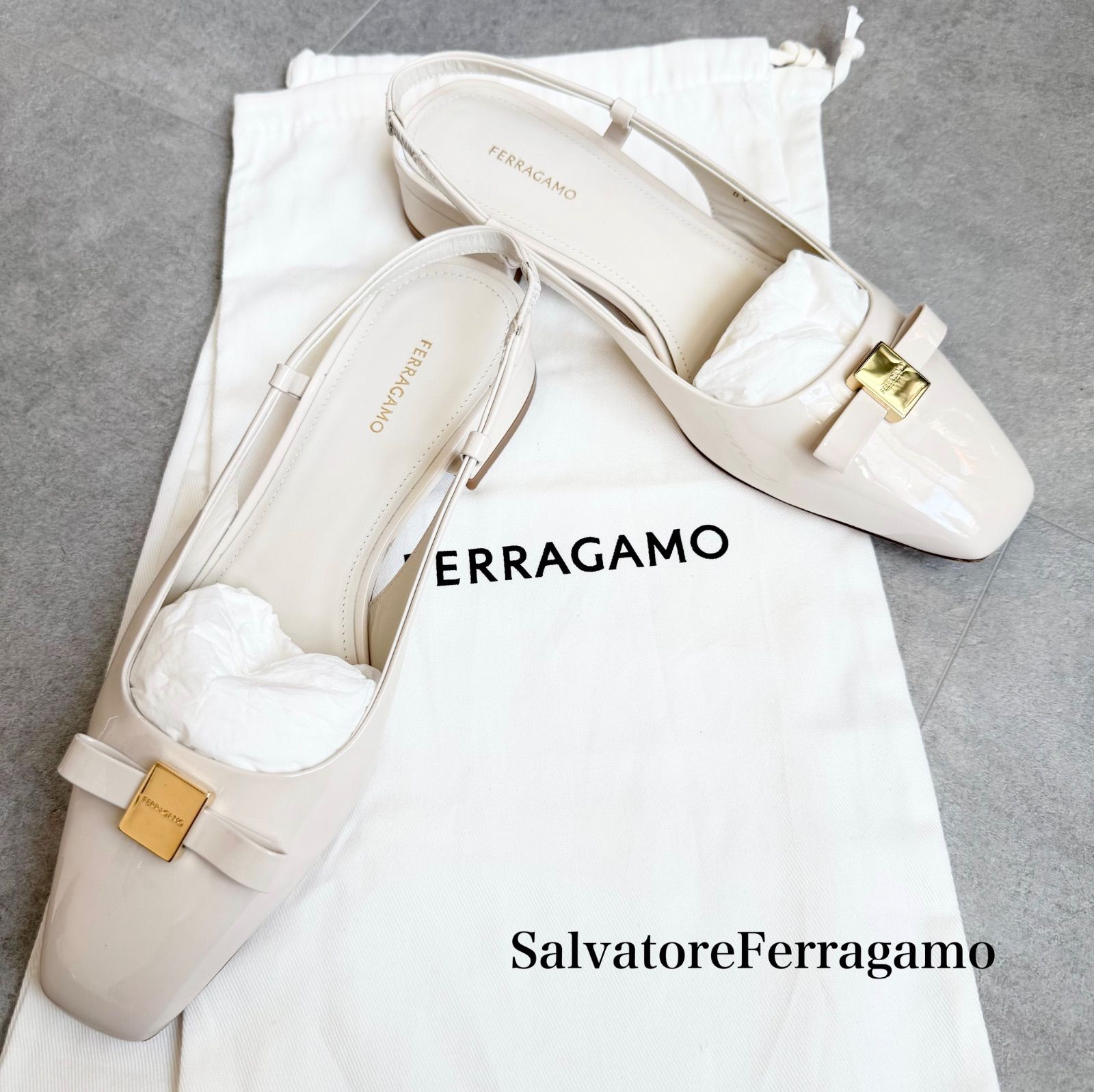 近年モデル 美品 Ferragamo フェラガモ スリングバックパンプス ヴァラ