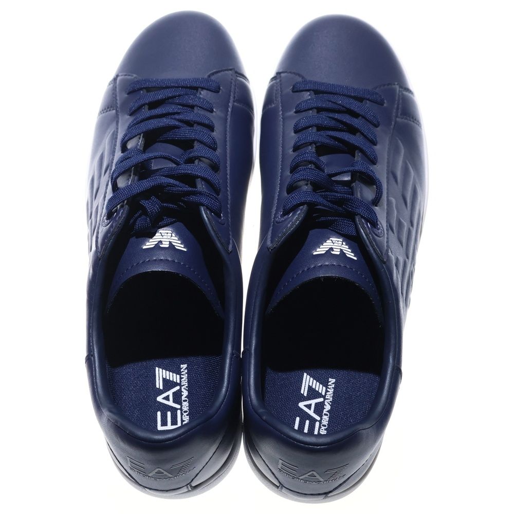 EA7 EMPORIO ARMANI スニーカー ネイビー 美品 未使用 箱付き EMPORIO ARMANI (エンポリオアルマーニ) レザースニーカー ローカット