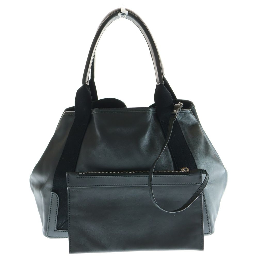 バレンシアガ ネイビーカバス S ハンドバッグ レザー 黒 シワ加工