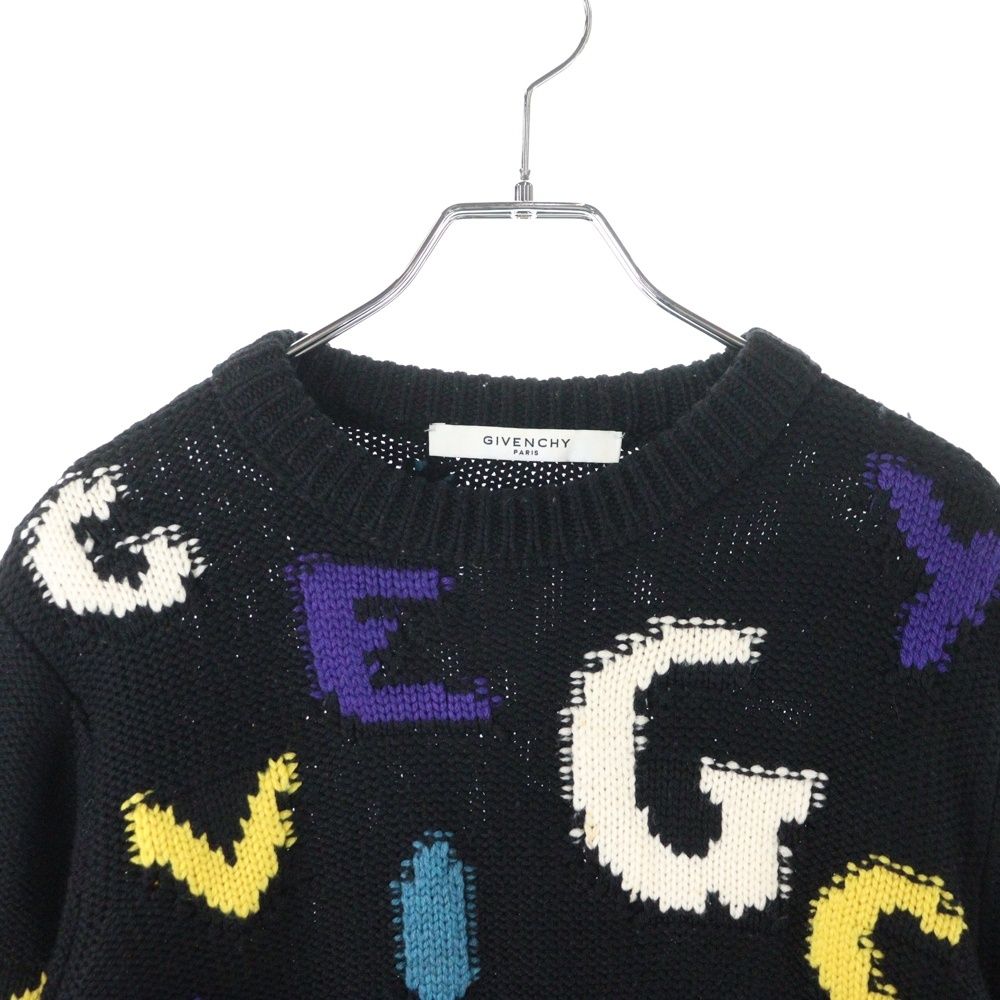 GIVENCHY (ジバンシィ) 総柄ロゴ ニットセーター ブラック BM906J4Y2J