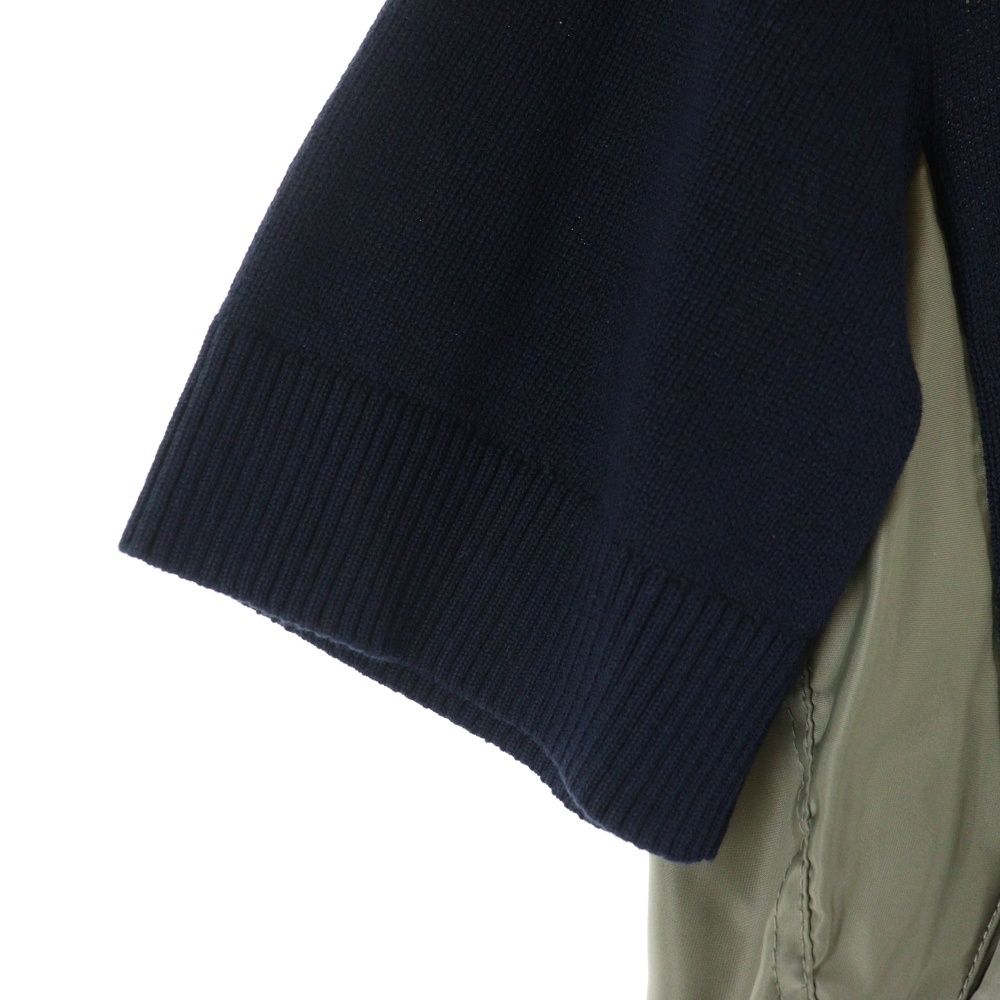 【新品】sacai 半袖ニット Sacai (サカイ) Nylon Twill X Knit Pullover ナイロン ツイル