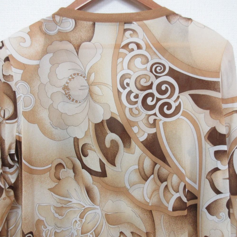 美品】LEONARD レオナール カンカン素材 花柄 長袖 トップス L 美品
