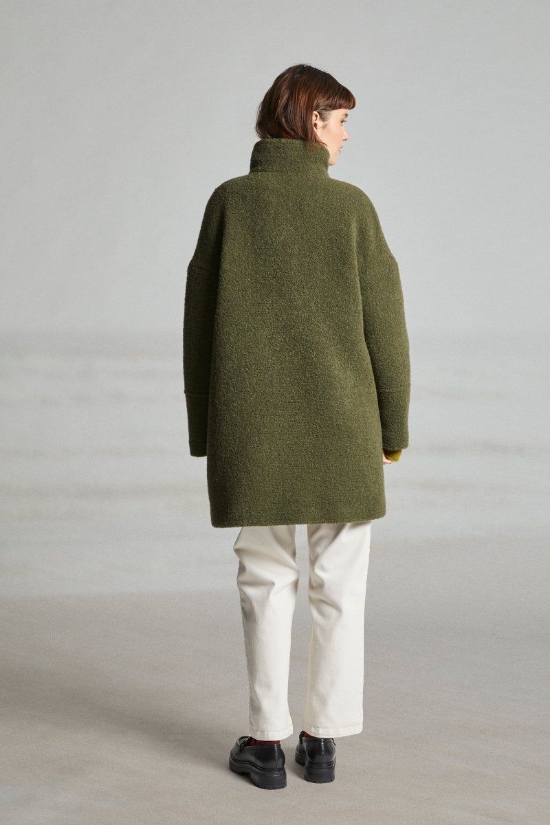 オリーブグリーン ダブルブレスト ウールコート オリーブグリーン
