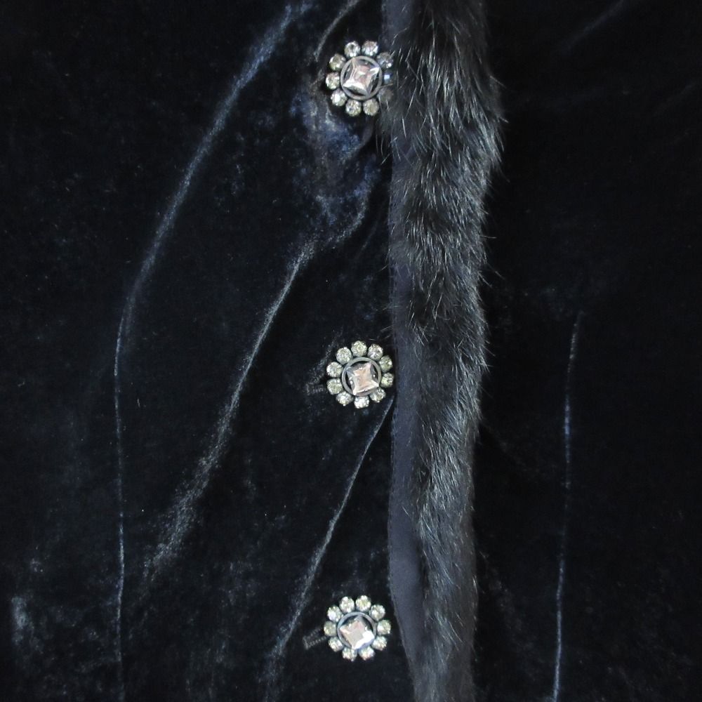 良品 miu miu ミュウミュウ ファー ベロア ビジューボタン ロング
