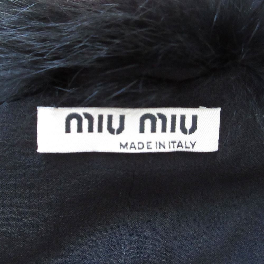 良品 miu miu ミュウミュウ ファー ベロア ビジューボタン ロング