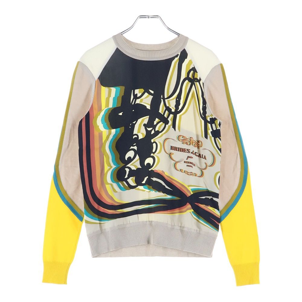 美品) HERMES エルメス 人気柄　ツイルレーヌ　セーター　切替ニット 美品) HERMES エルメス 人気柄 ツイルレーヌ セーター 切替ニット 美品