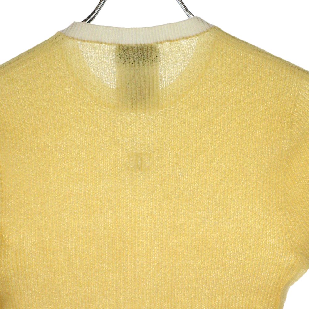 CHANEL (シャネル) 22P ラインストーンココマーク コットン 半袖ニット