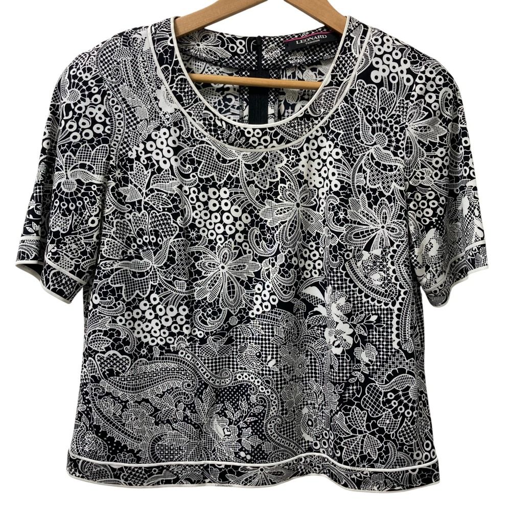 美品 LEONARD レオナール カンカン フラワープリント ショートスリーブ