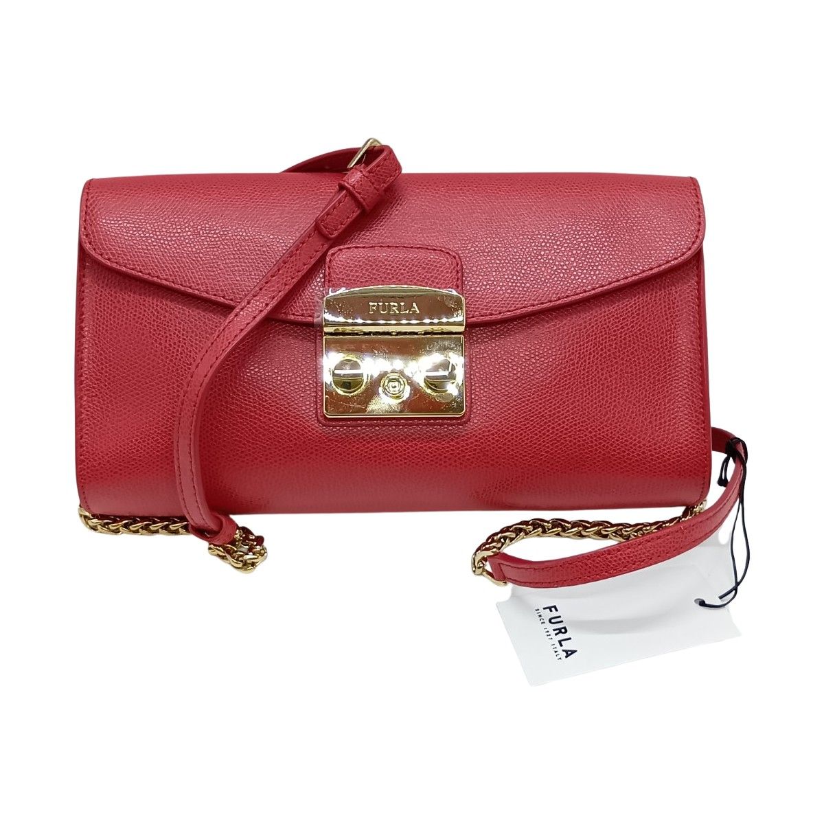 FURLA メトロポリス チェーンショルダーバッグ レッド 赤 金具 ミニ 