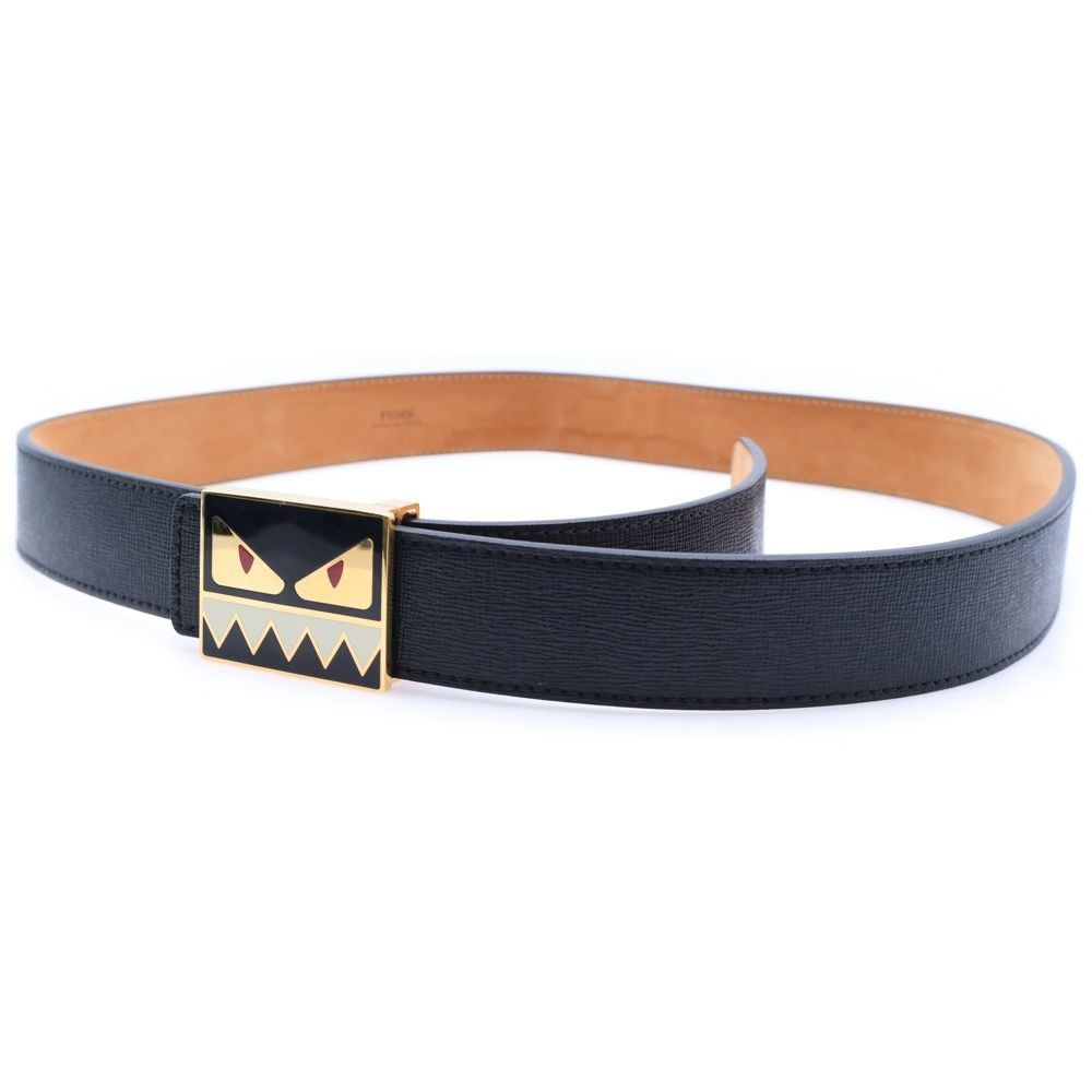 FENDI モンスター　ベルト FENDI (フェンディ) Monster Black & Gold Bug Eye Buckle Calf Skin