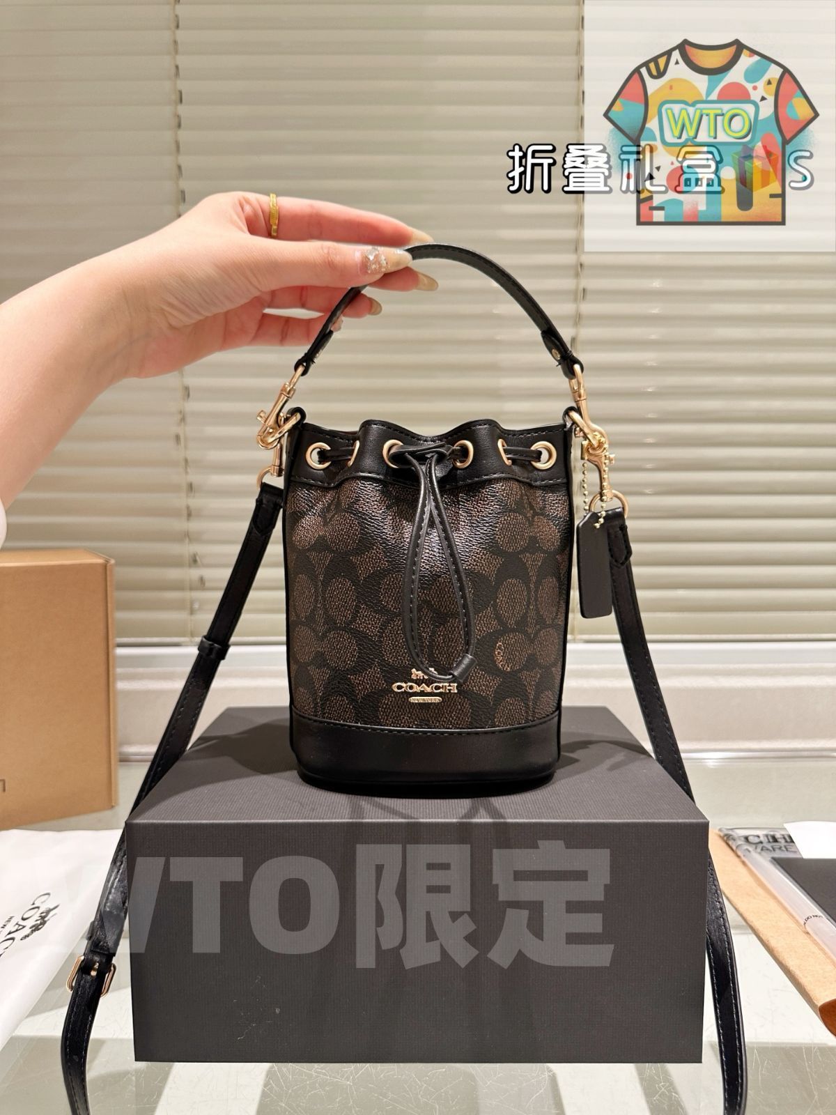 今日特価】Coach コーチ デンプシー15 ミニバケットバッグ 抽ひもで