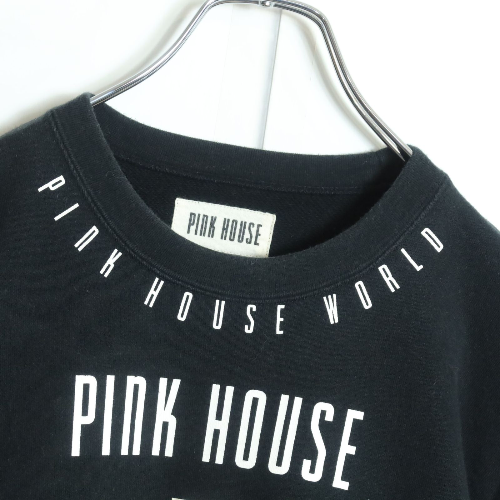 ピンクハウス☆トレーナー スウェット 大きいサイズL 黒系 ロゴ