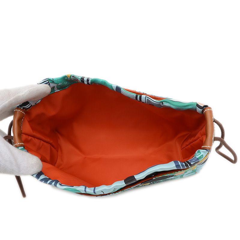 ⭐️良品⭐️ エルメス ポーチ フールビ20 シルク ネイビー エルメス フールビ20 熱帯のモダニズム ブルーアトール シルク