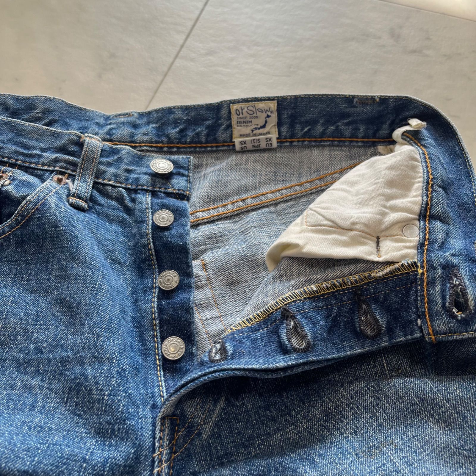 orSlow オアスロウ LOT 105 ボタンフライ セルビッチ デニム パンツ 