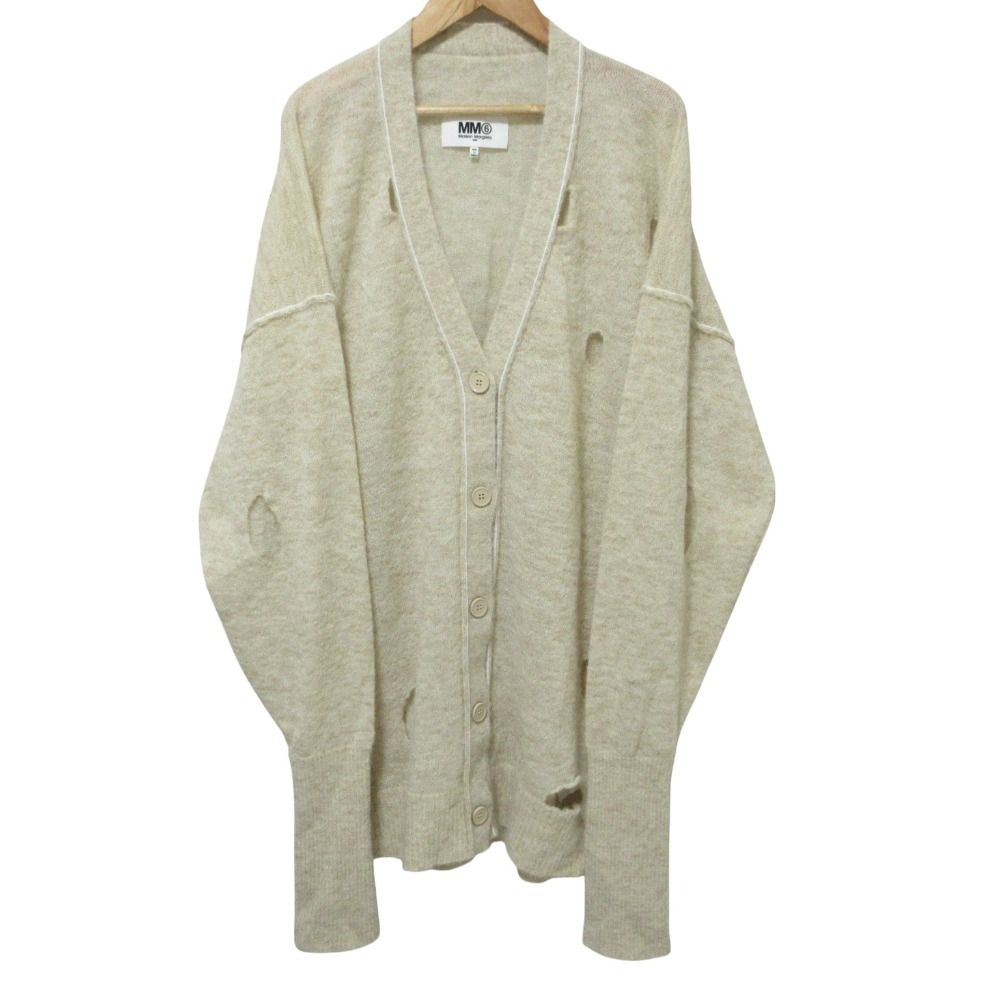 美品 22AW MM6 Maison Margiela メゾンマルジェラ Damage knit cardigan アルパカ ダメージニット カーディガン S52HA0258 S ベージュ レディース 古着 中古 USED 美品 22AW MM6 Maison Margiela メゾンマルジェラ Damage knit