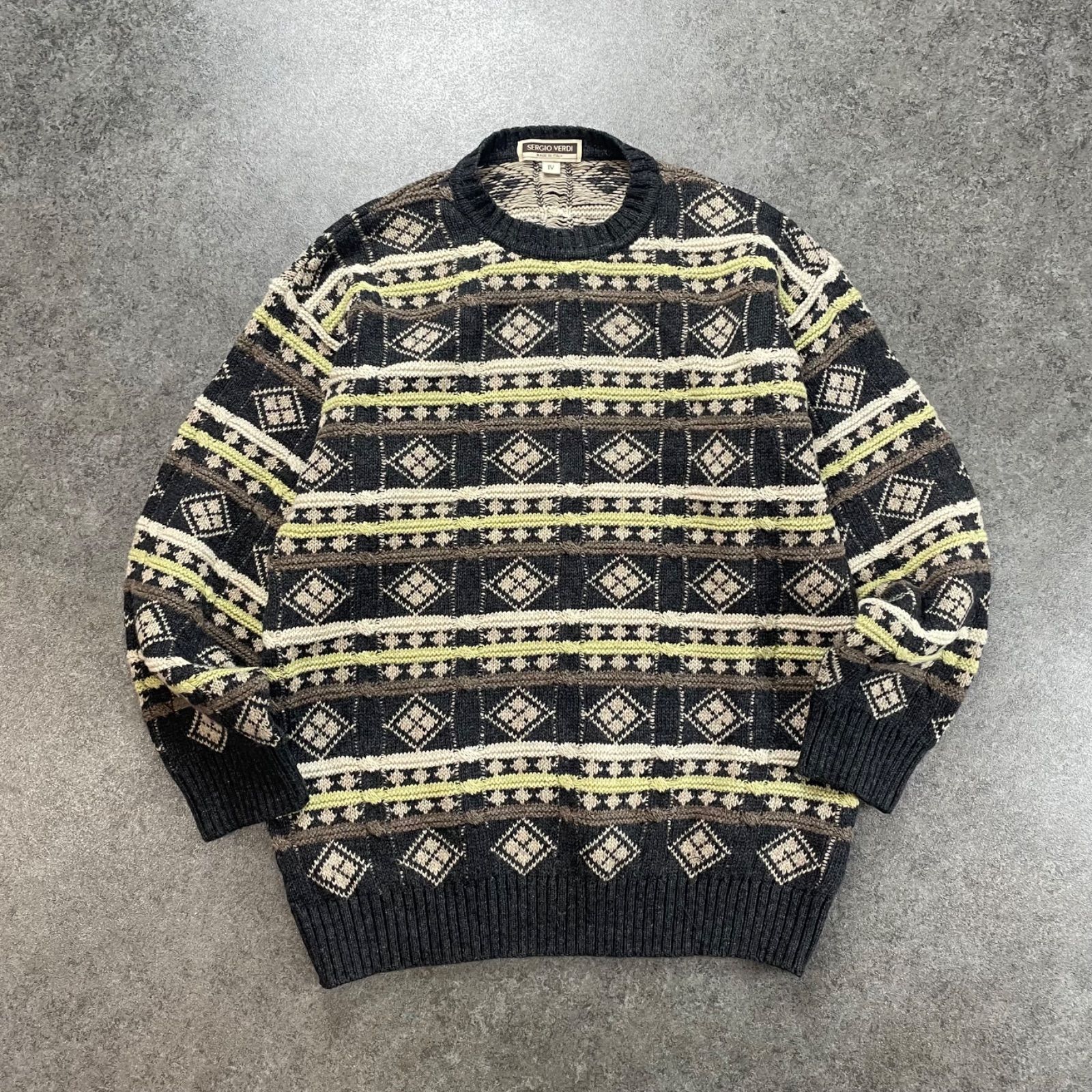 イタリア製 90s Vintage Sergio Rossi Nordic Wool Sweater セルジオ 