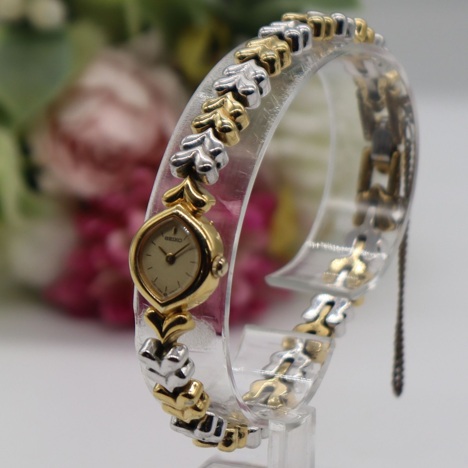 電池新品 SEIKO セイコー 1E20-5910 クォーツ ゴールドカラー 純正