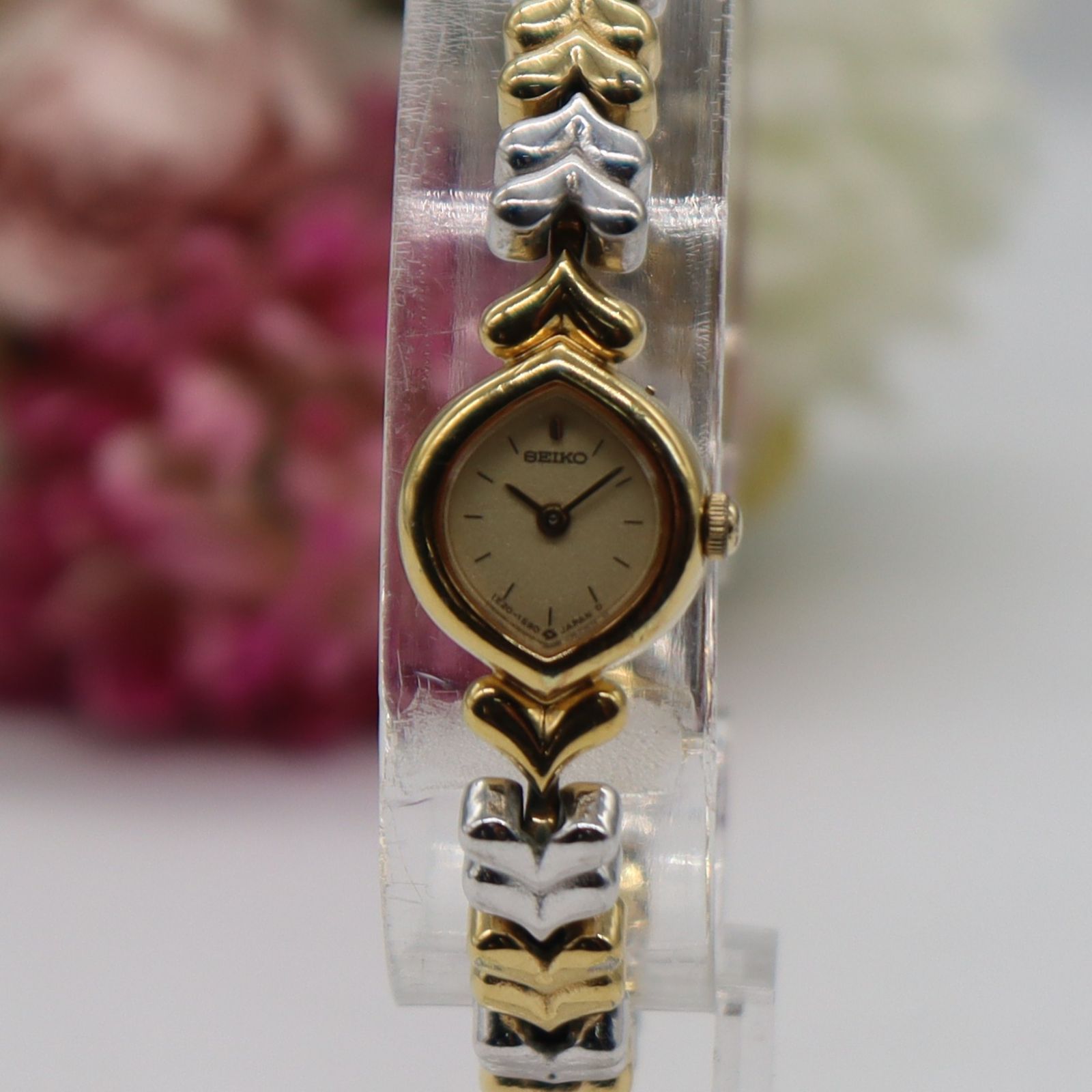 電池新品 SEIKO セイコー 1E20-5910 クォーツ ゴールドカラー 純正