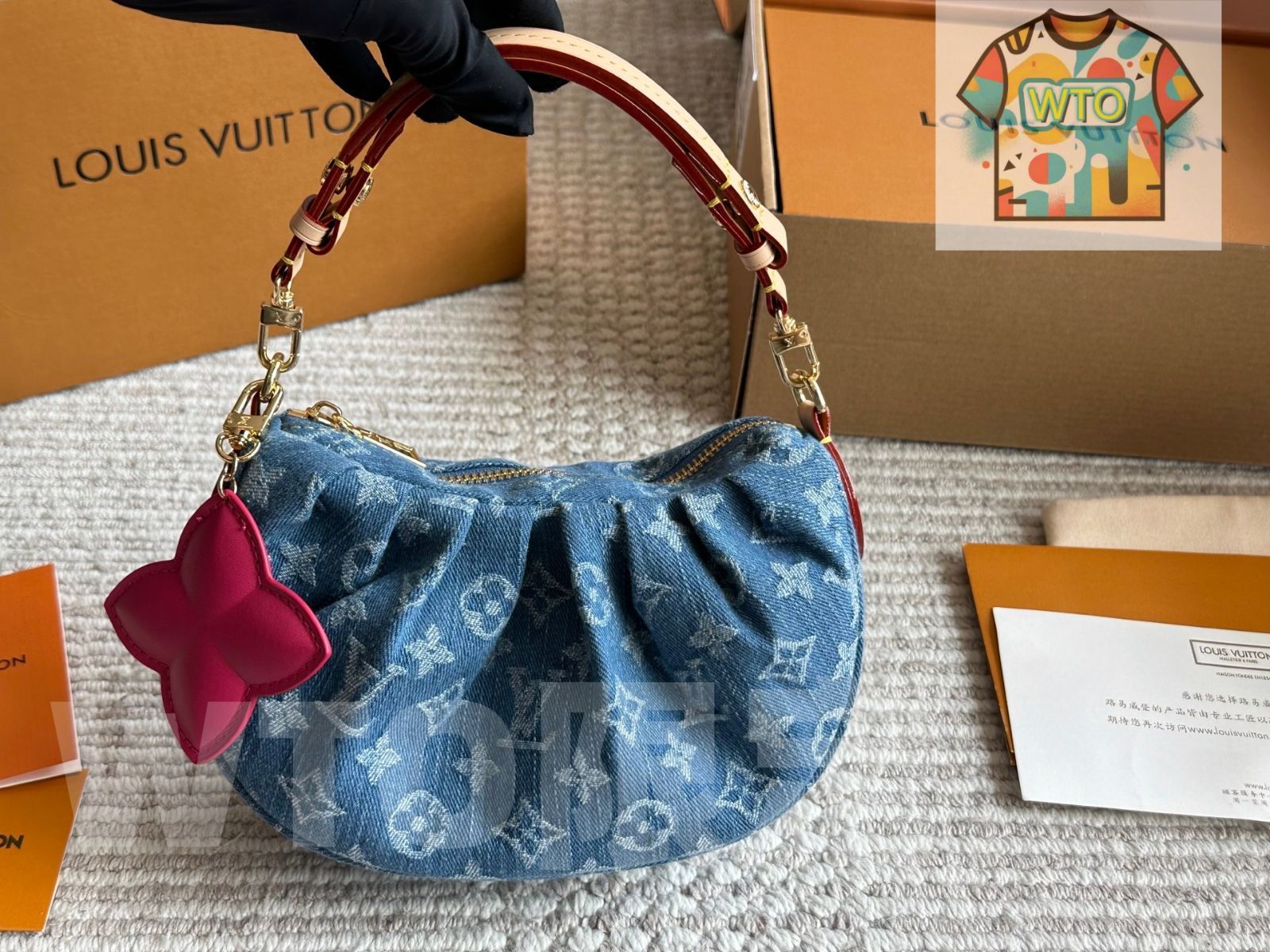 確実正規品 入手困難 LVレディース モノグラムデニムポケット ボーダーT LOUIS VUITTON】ルイヴィトン『モノグラム デニム パッチワーク