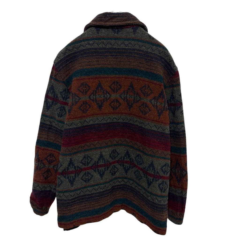 WOOLRICH】 90s USA製 ネイティブ柄 幾何学模様ボタン ウール