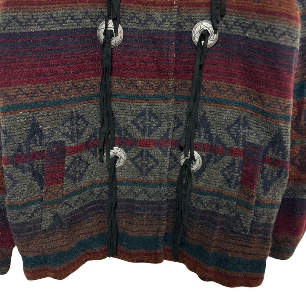 WOOLRICH】 90s USA製 ネイティブ柄 幾何学模様ボタン ウール