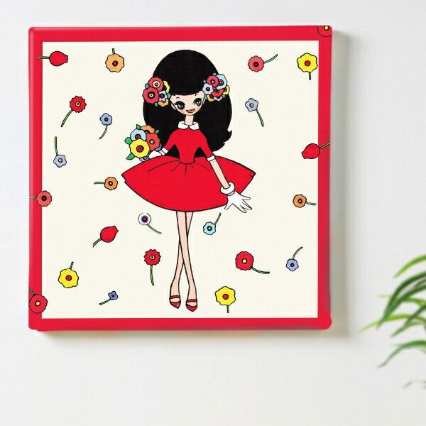内藤ルネ キャンバスアート 赤い服の少女 インテリア アートパネル