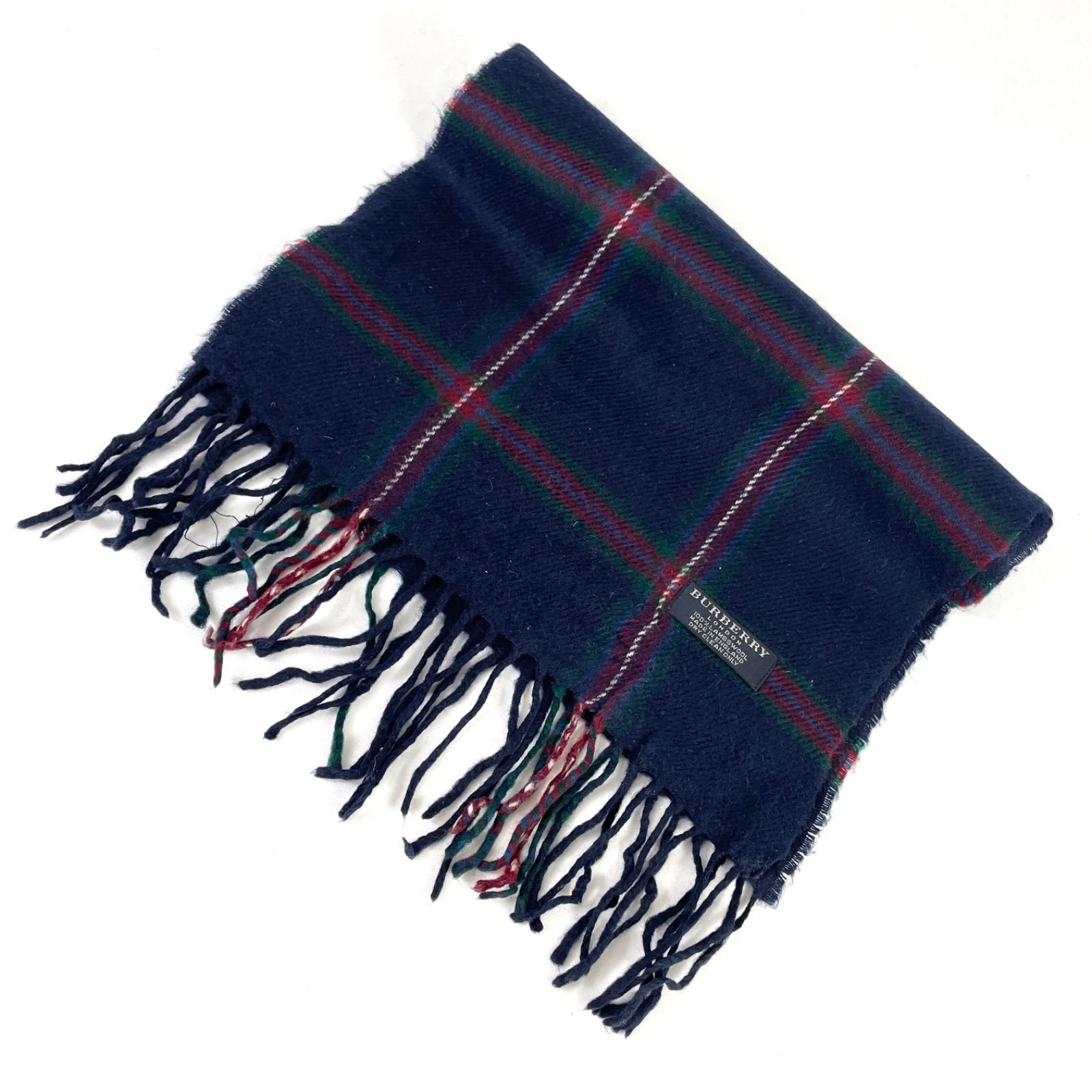 t2046 バーバリーロンドン マフラー チェック ウール100% イングランド