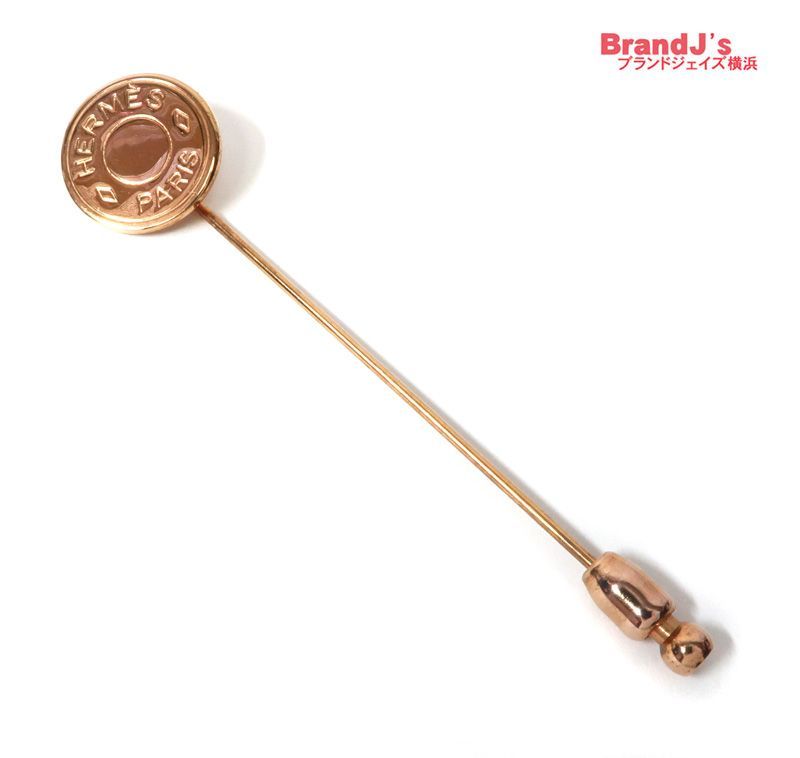 美品 HERMES エルメス ピンブローチ セリエ ピンクゴールドカラー