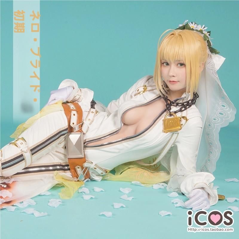 ICOS Fate Grand Order ネロ クラウディウス 花嫁 初期 セイバー コスプレ衣装 女性用 meilu 51204