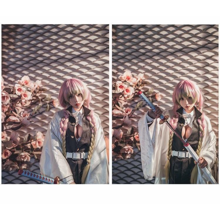 高品質 鬼滅の刃 甘露寺蜜璃 恋柱 コスプレ衣装 フルセット meilu 51205