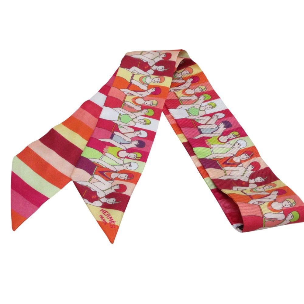 美品 HERMES エルメス ツイリー LES BAIGNEUSES 水遊びをする人 シルク