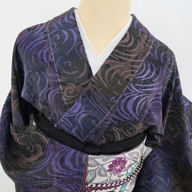 新品 前田仁仙 落款 流水 着物 正絹 仕付け糸付 トールサイズ 小紋 4445 ❁tomihisa❁新品 前田仁仙 落款 流水 着物 正絹 仕付け糸付 トール