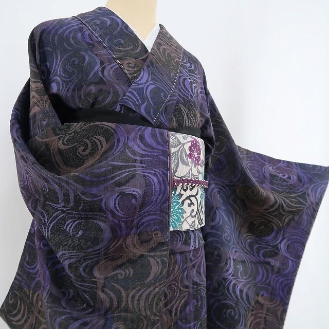 ❁tomihisa❁新品 前田仁仙 落款 流水 着物 正絹 仕付け糸付 トール