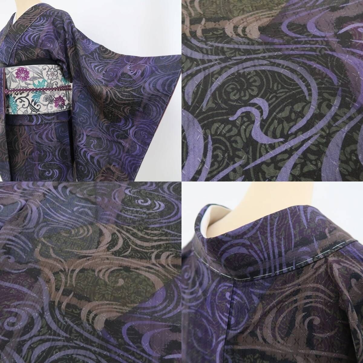 ❁tomihisa❁新品 前田仁仙 落款 流水 着物 正絹 仕付け糸付 トール