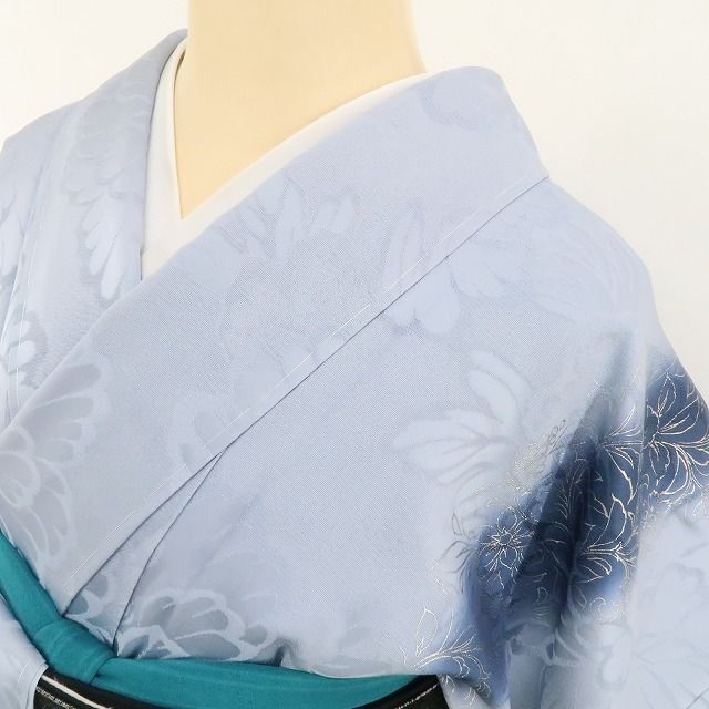 ❁tomihisa❁新品 金彩 縦縞 着物 正絹 仕付け糸付 トールサイズ