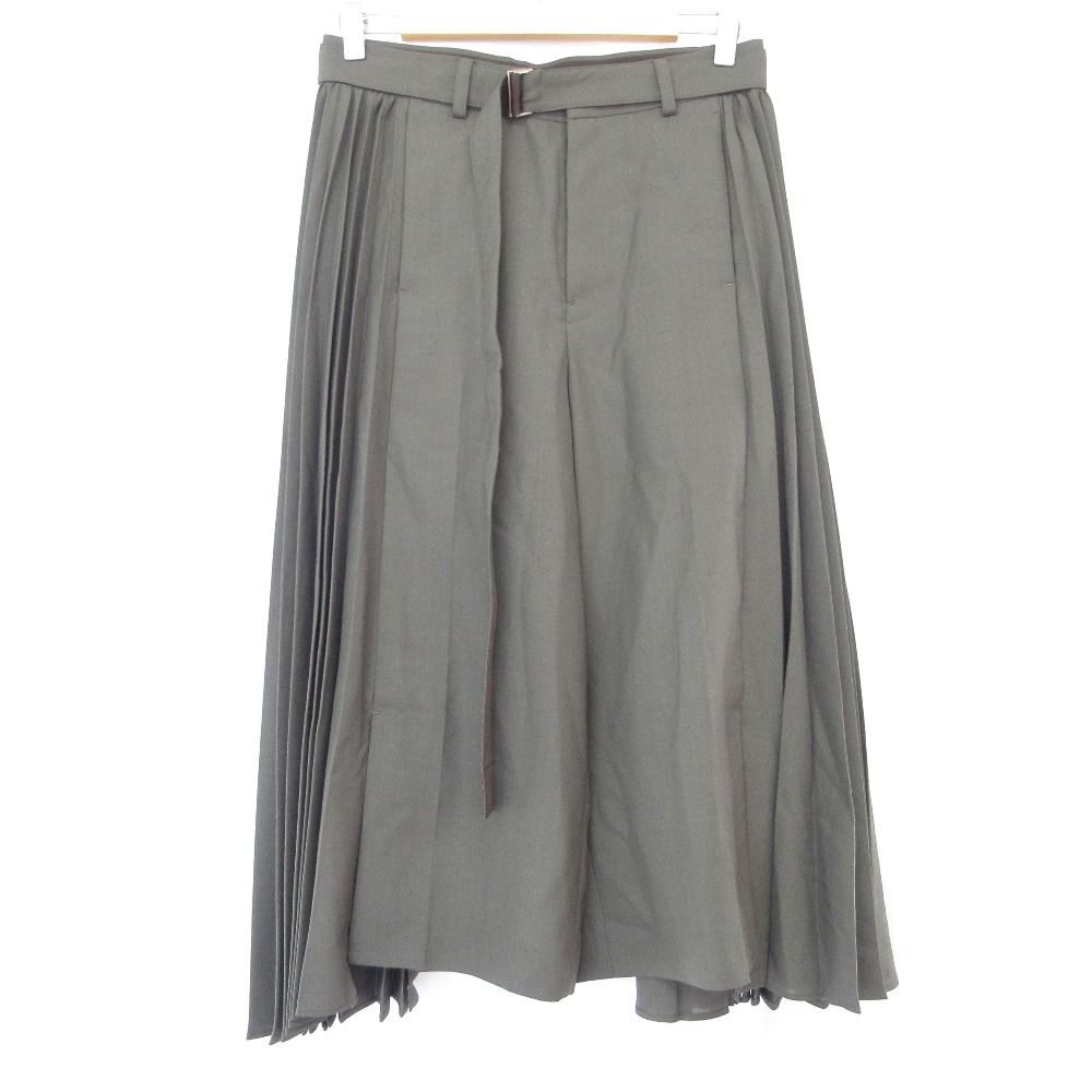 美品 24AW sacai サカイ スーチングプリーツパンツ 7346 カーキ
