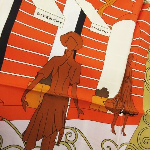 ジバンシィ GIVENCHY スカーフ スクエア 大判 シルク 絹 ショップ柄