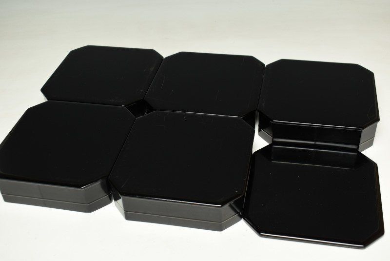 蔵A3134】新井宗賀 木製黒塗 縁高 五段重 重箱 共箱 - メルカリ