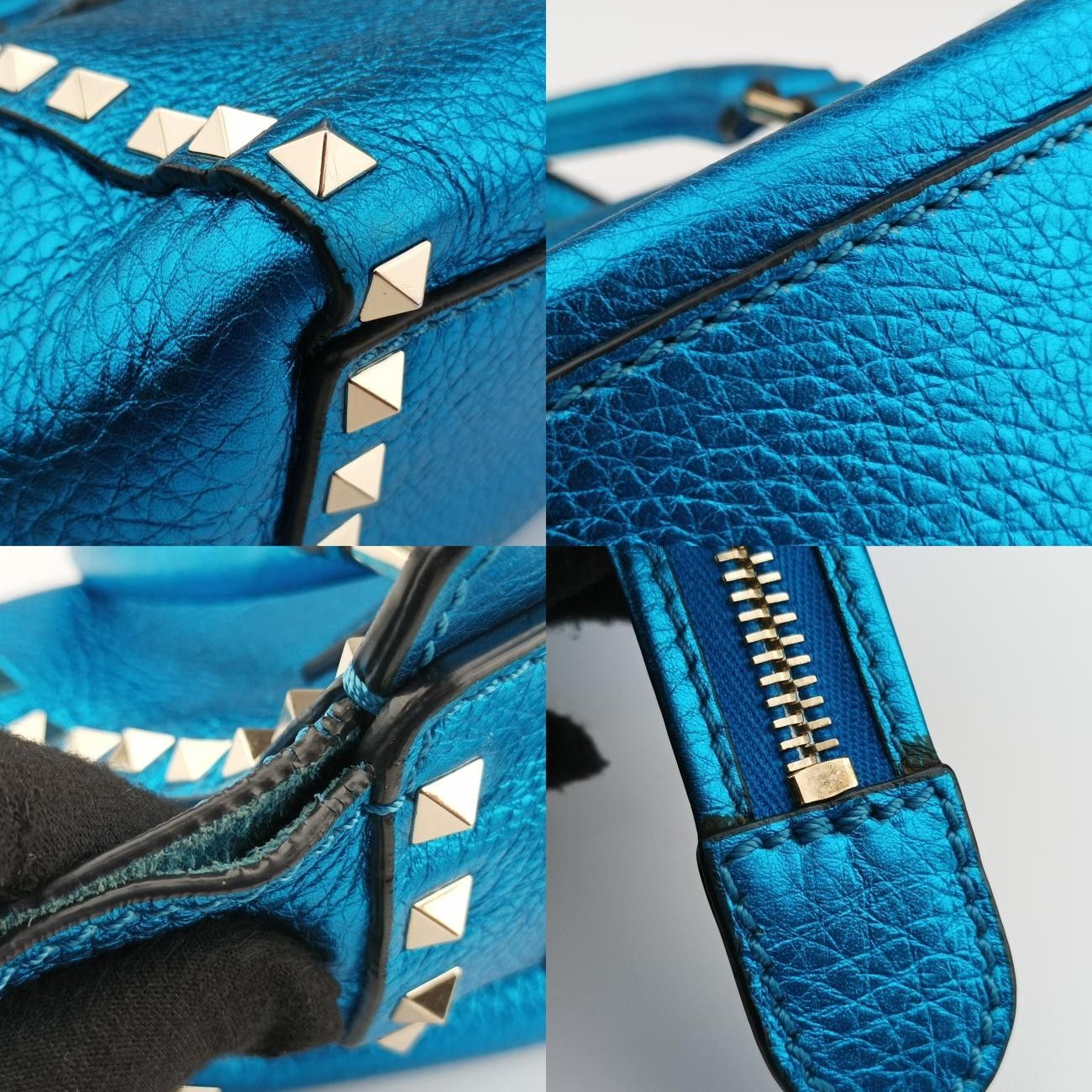 ヴァレンティノValentinoロックスタッズ ブルー レザー BL-L856VUQ2