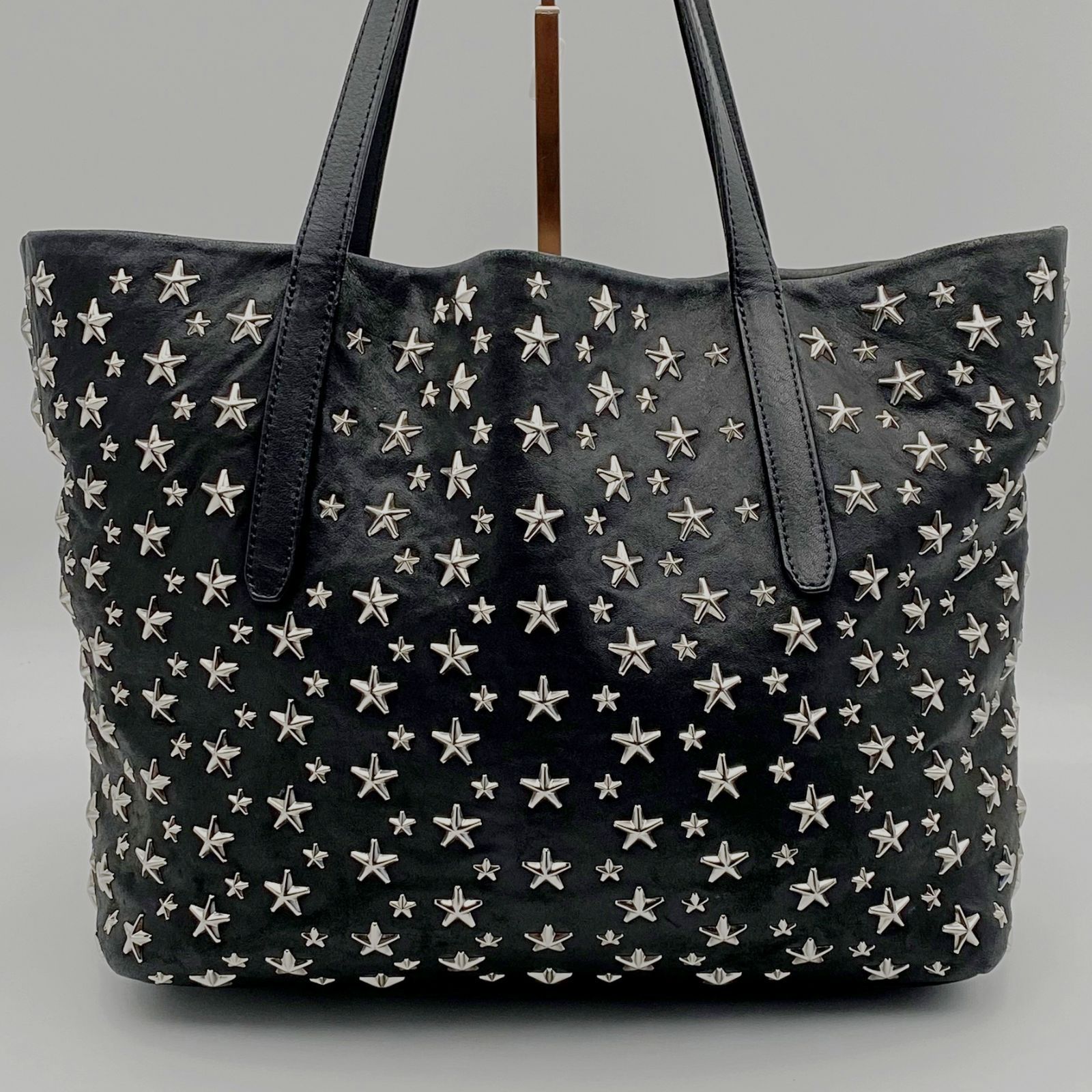 極美品 ジミーチュウ ソフィア L トートバッグ A4可 スタッズ 美品】ジミーチュウ ソフィアL スタースタッズ トートバッグ レザー