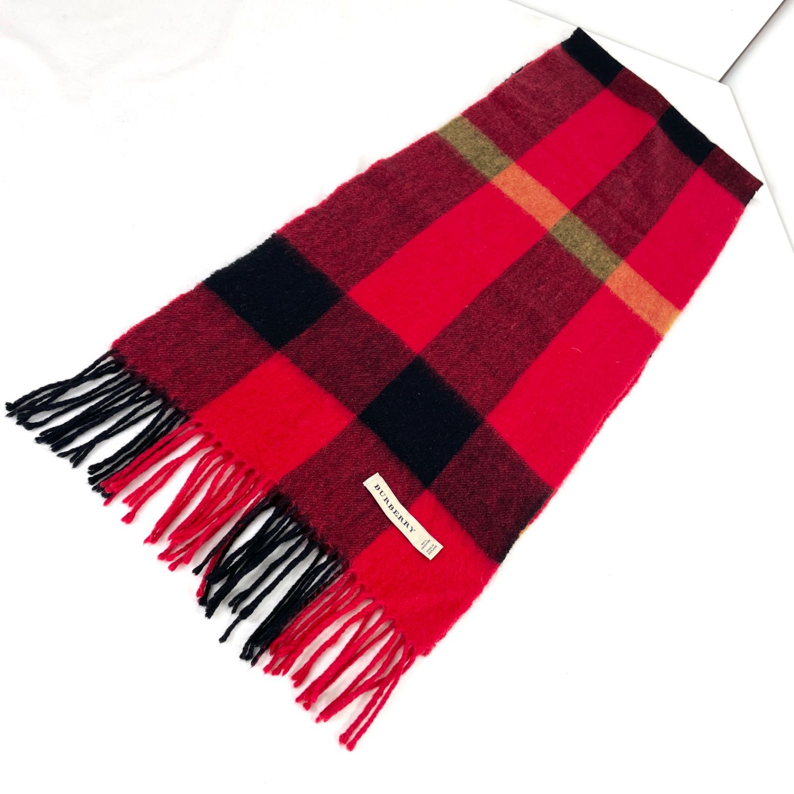 t2052 バーバリー マフラー チェック カシミア100% スコットランド製