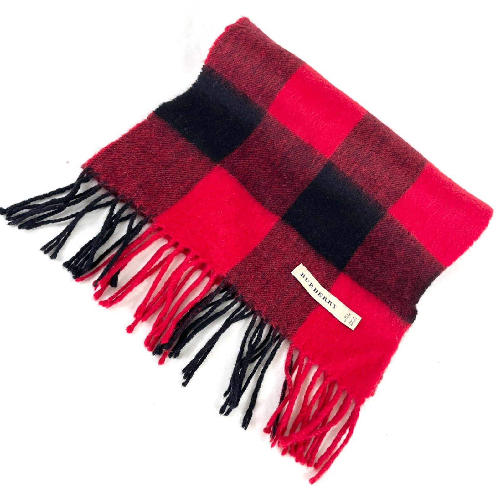 t2052 バーバリー マフラー チェック カシミア100% スコットランド製